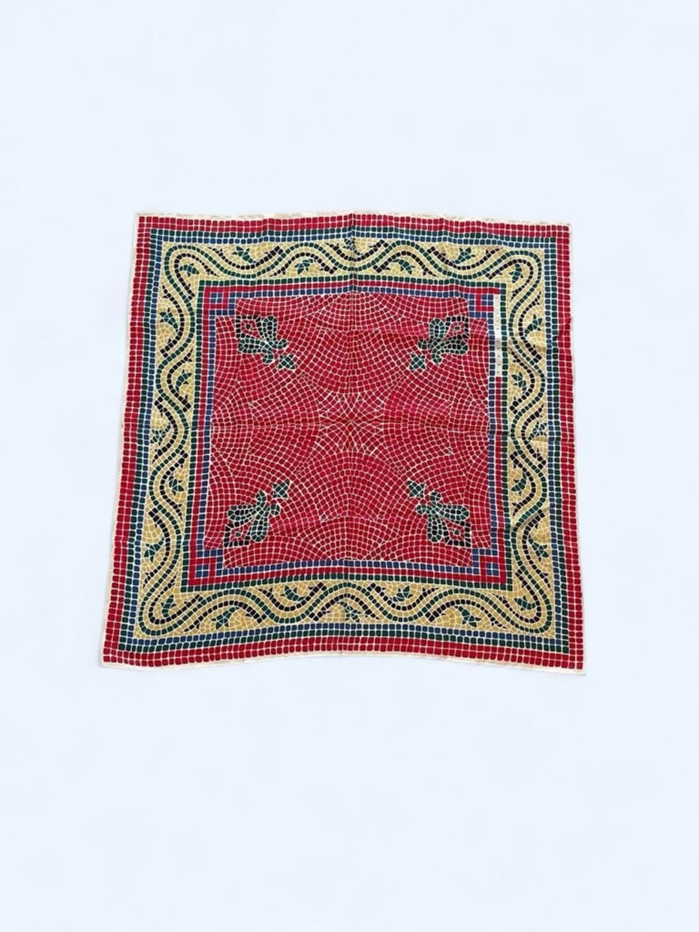 Perry Ellis vintage silk scarf mosaic print 35" by 35"